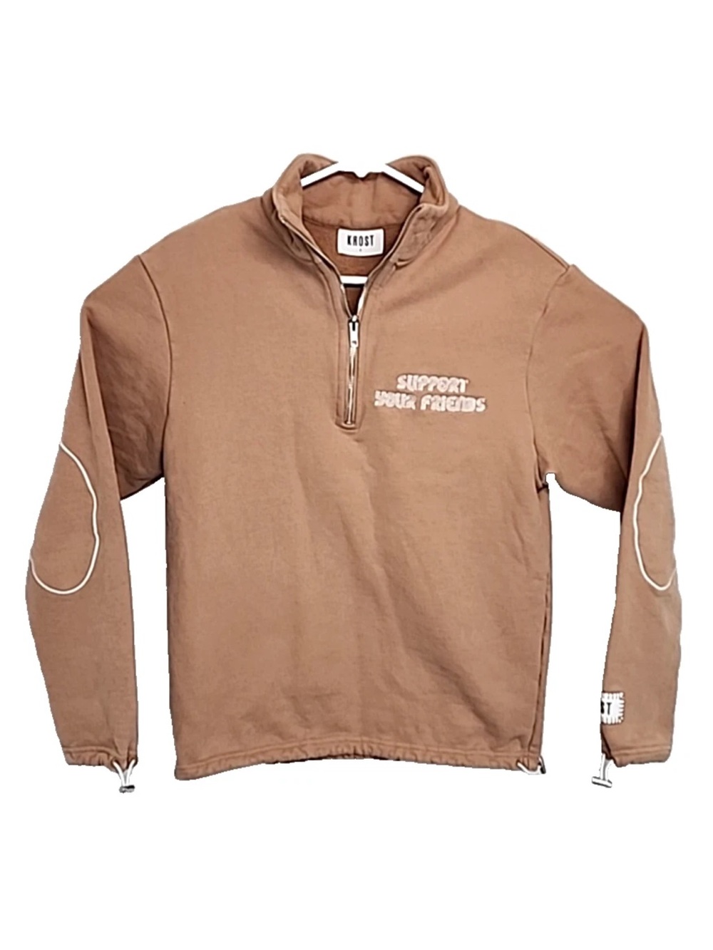 Ost Brown Quarter-Zip Sweatshirt with Elbow Piping